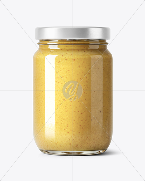 Glass Jar with Dijon Mustard Mockup