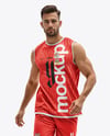 Basketball Player Wearing Sleeveless Shirt and Shorts Mockup