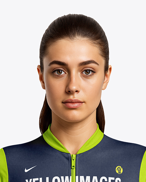 Woman Wearing Cycling Jersey and Bib Shorts Mockup