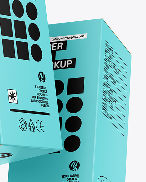 Two Flying Paper Boxes Mockup