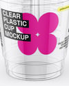 Clear Plastic Dessert Cup with Fork Mockup