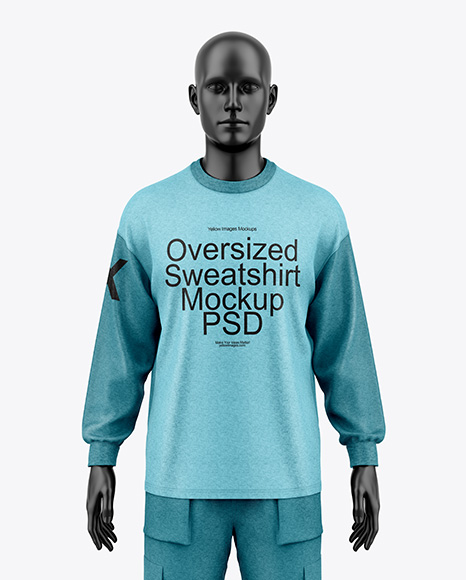 Men's Heather Oversize Sweatshirt w Mannequin Mockup - Blank sweatshirt mockup