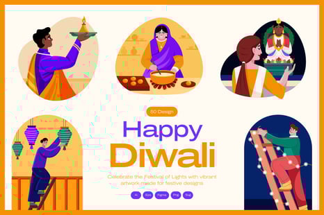 Diwali Vector Art Set