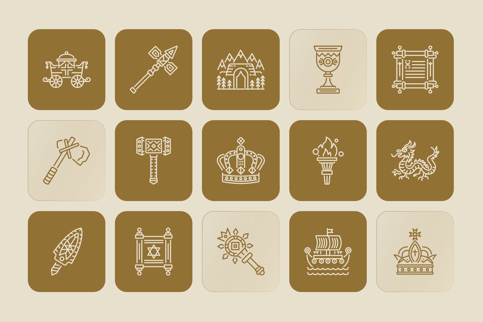 Animated Historical Icons Set