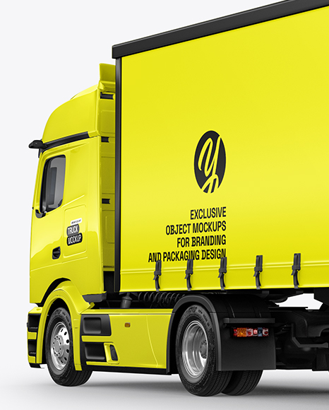 Semi Trailer Truck Mockup - Back Half Side View