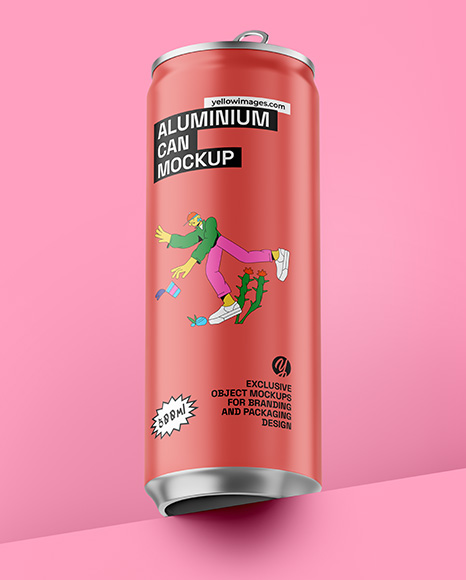 Aluminium Can With Matte Finish Mockup