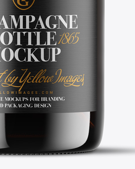 Amber Glass Champagne Bottle Mockup