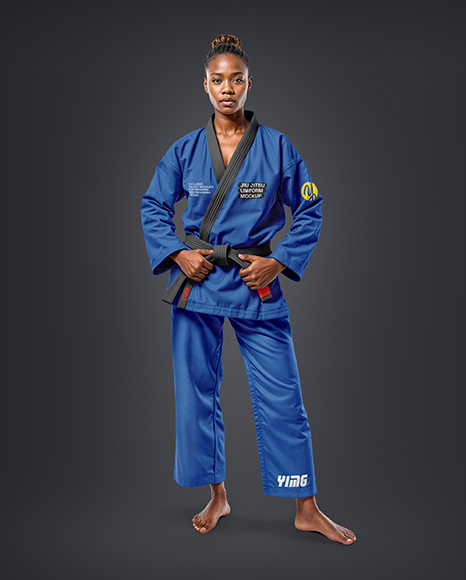 Black Woman Wearing a Jiu Jitsu Gi Uniform Mockup