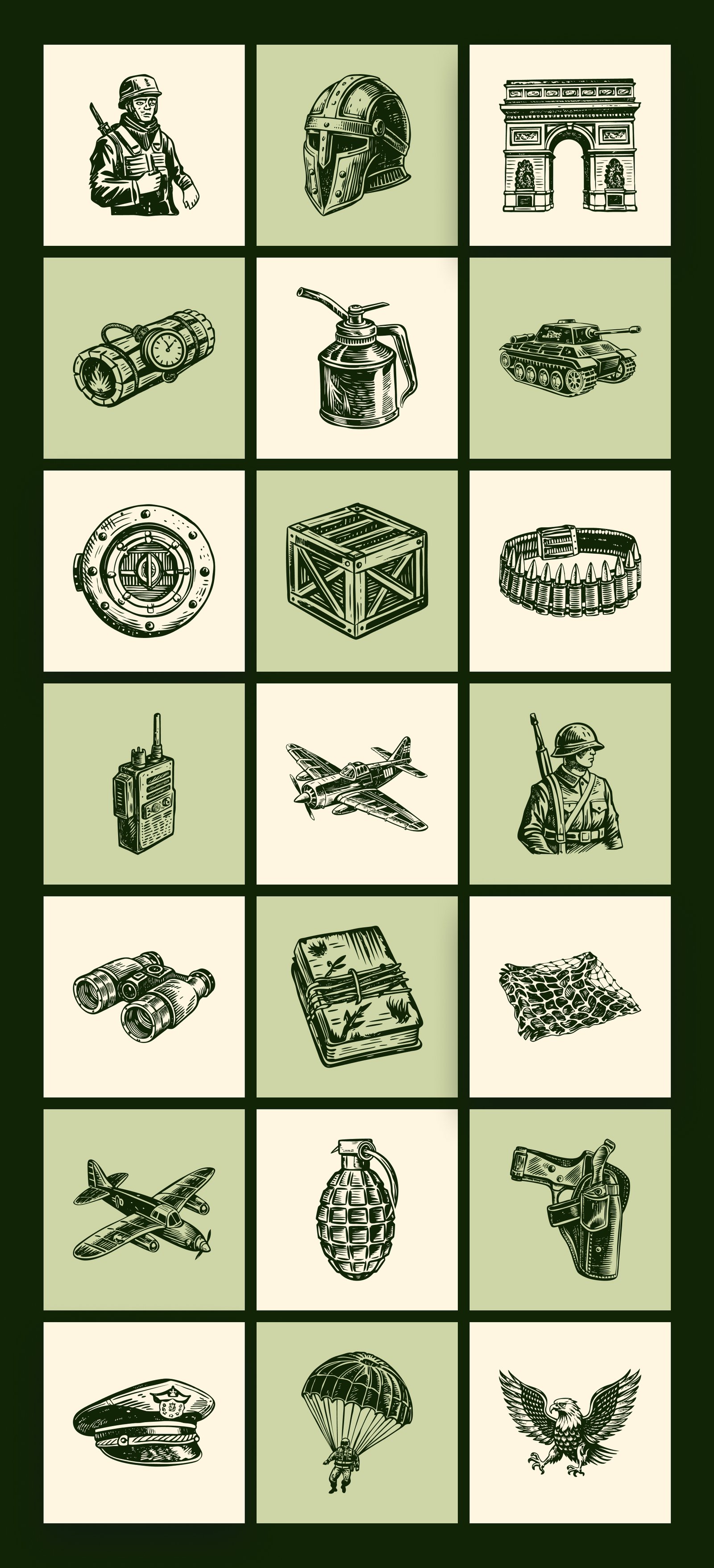 Vintage Military Art Set