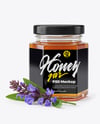 Hexagonal Glass Jar with Sage Honey Mockup