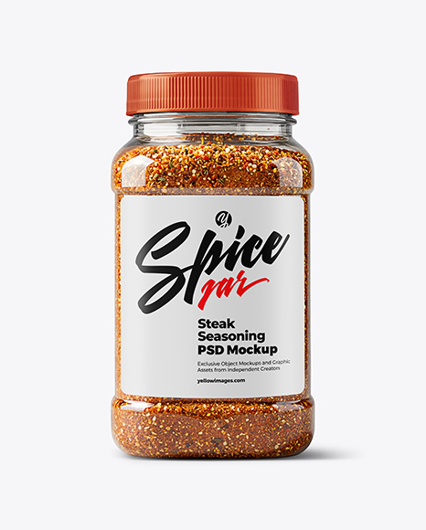 Plastic Jar with Steak Seasoning Mockup