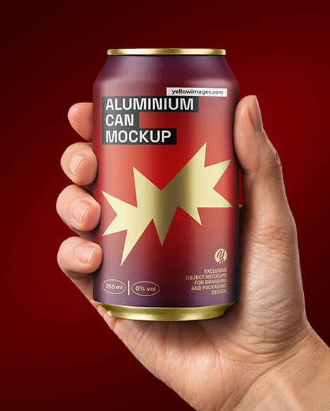 355ml Matte Aluminium Drink Can in Hand Mockup
