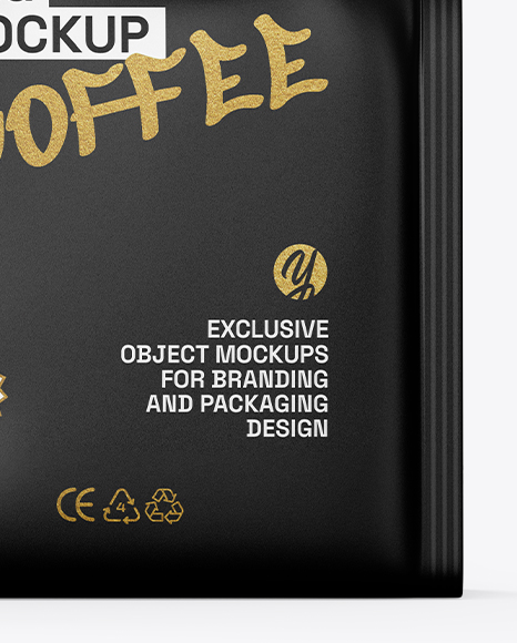 Metallic Coffee Bag Mockup – Front and Side View