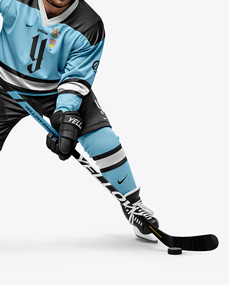 Man Wearing Full Ice Hockey Uniform Mockup