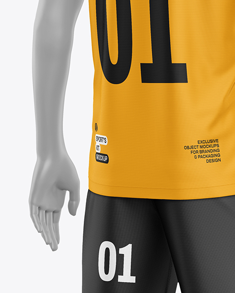 Kids Soccer Kit w/ Mannequin Mockup - Back Half Side View