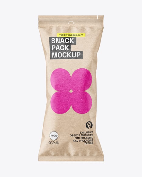 Kraft Paper Snack Flow Pack Mockup