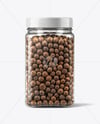 Square Plastic Jar with Whole Allspice Mockup