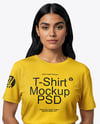Woman Wearing T-Shirt with Fanny Pack Mockup