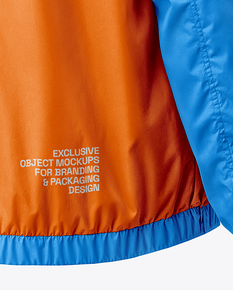 Hooded Windbreaker Jacket Mockup - Back Half Side View