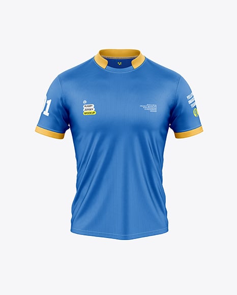 Crew Neck Rugby Jersey Mockup - Front View