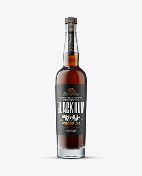 Tall Black Rum Bottle Mockup