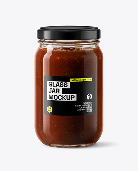 Clear Glass Jar with BBQ Sauce Mockup - Sauce bottle mockup