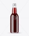 Clear Glass Bottle with Red Juice Mockup