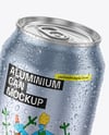 330ml Aluminium Can With Water Drops Mockup