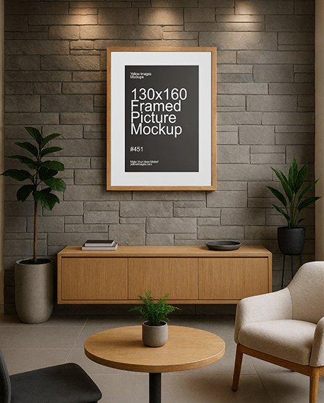 Framed Poster in a Modern Living Room Mockup - PSD Mockups