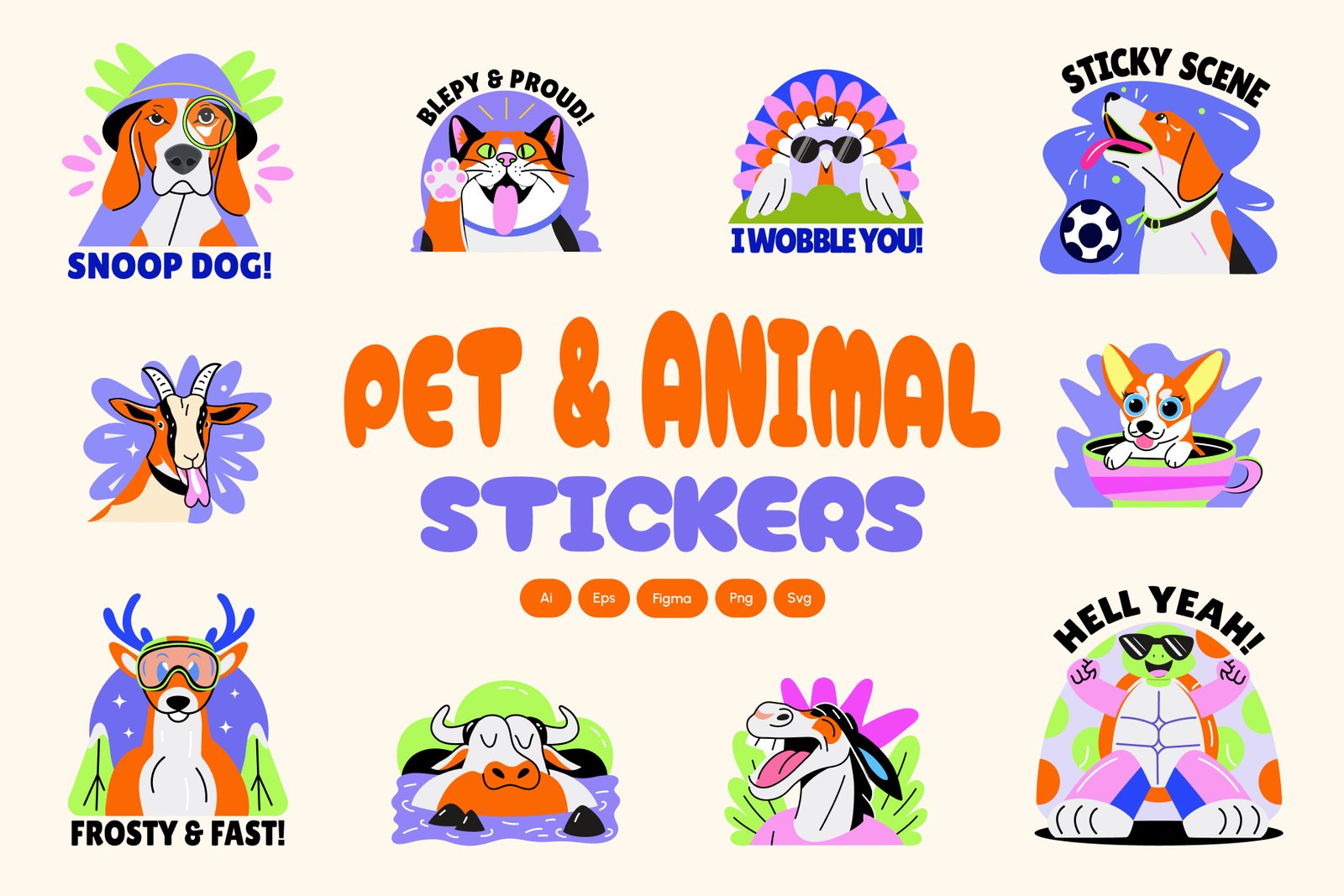 Pet and Animal Stickers Set