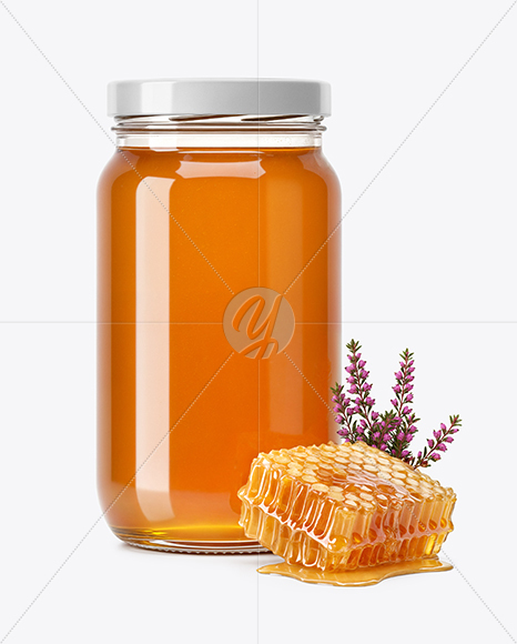 Clear Glass Jar with Heather Honey Mockup