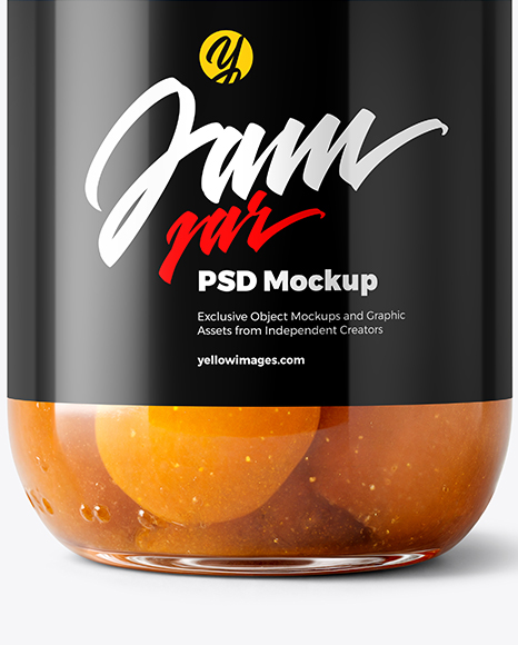 Glass Jar with Apricot Preserves Mockup