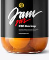 Glass Jar with Apricot Preserves Mockup
