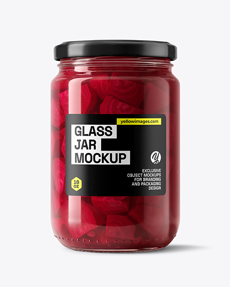 Glass Jar with Pickled Beets Mockup - Glass+Jar+With+Various+Fillers+Mockup+In+Jar+Mockups+On+Yellow