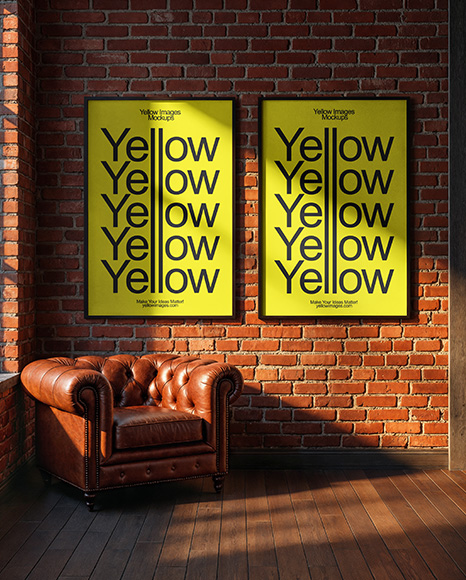 Two Framed Posters on a Brick Wall Mockup