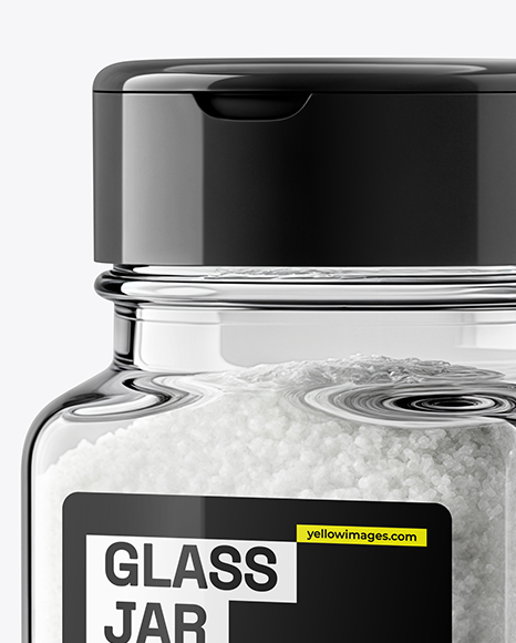 Square Glass Jar with Fine Salt Mockup