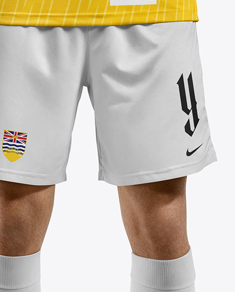 Soccer Goalkeeper Wearing V-Neck Long Sleeve Jersey Mockup