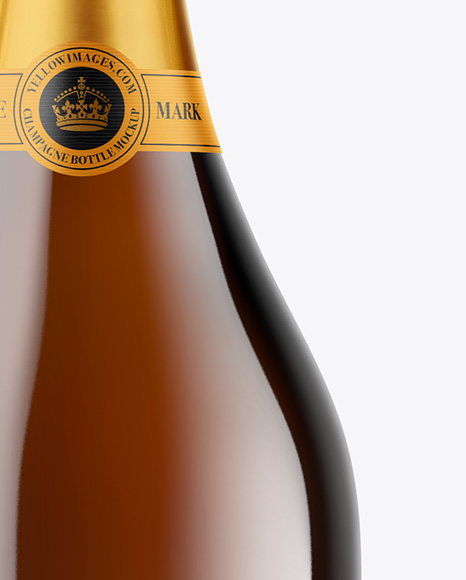 Amber Glass Champagne Bottle Mockup