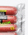 Clear Plastic Flow-Pack with Sausages in Paper Holder Mockup