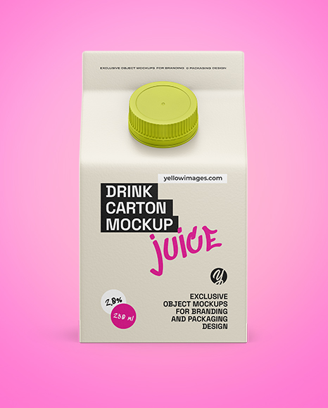 Matte Drink Carton Box Mockup - Front view