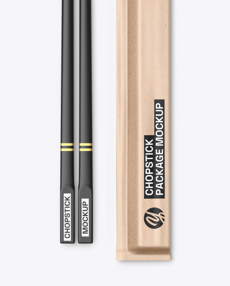 Plastic Chopsticks with Kraft Package Mockup