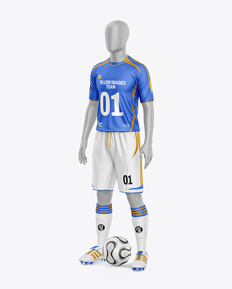 Full Soccer Kit w/ Mannequin Mockup - Half Side View