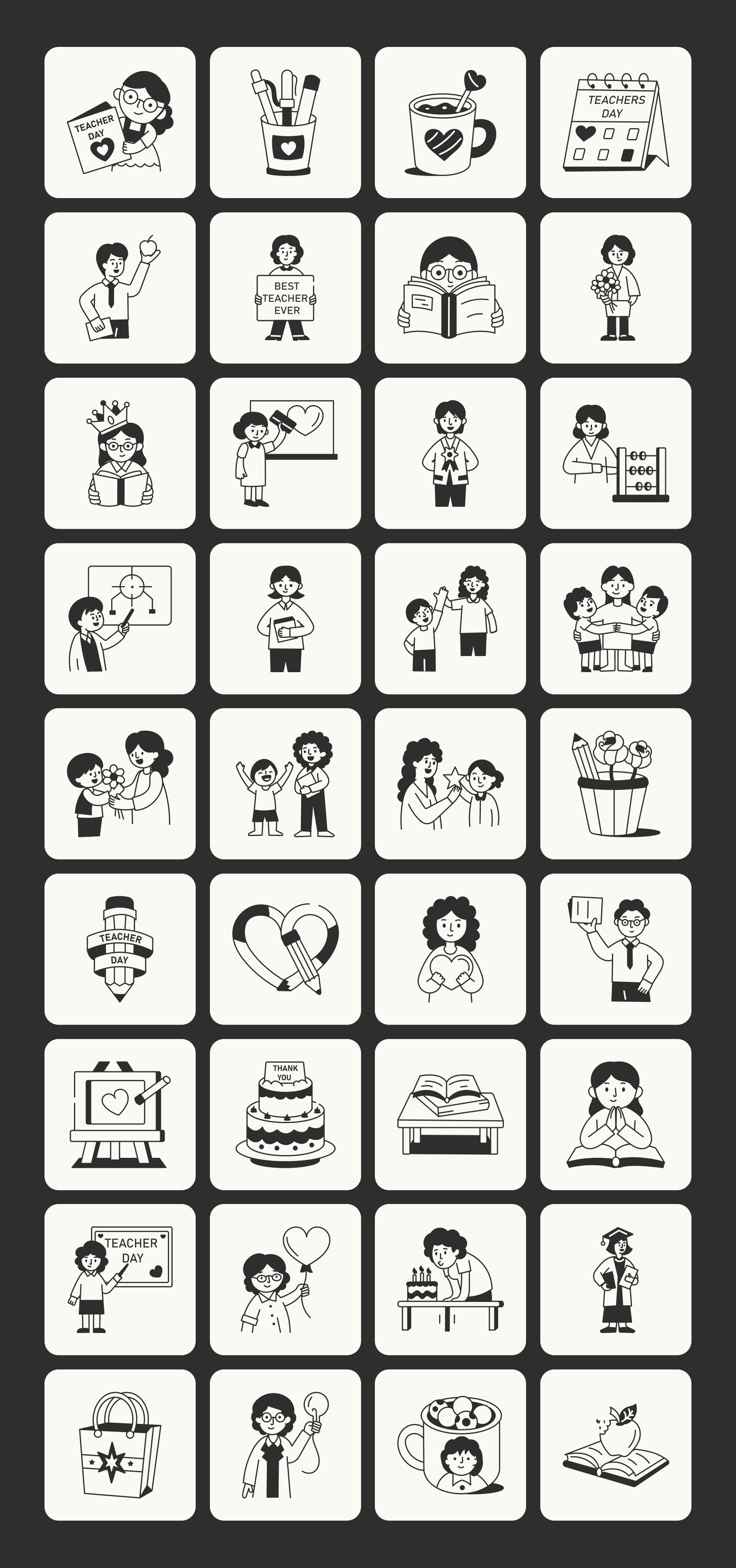 Happy Teachers Day Drawing Set