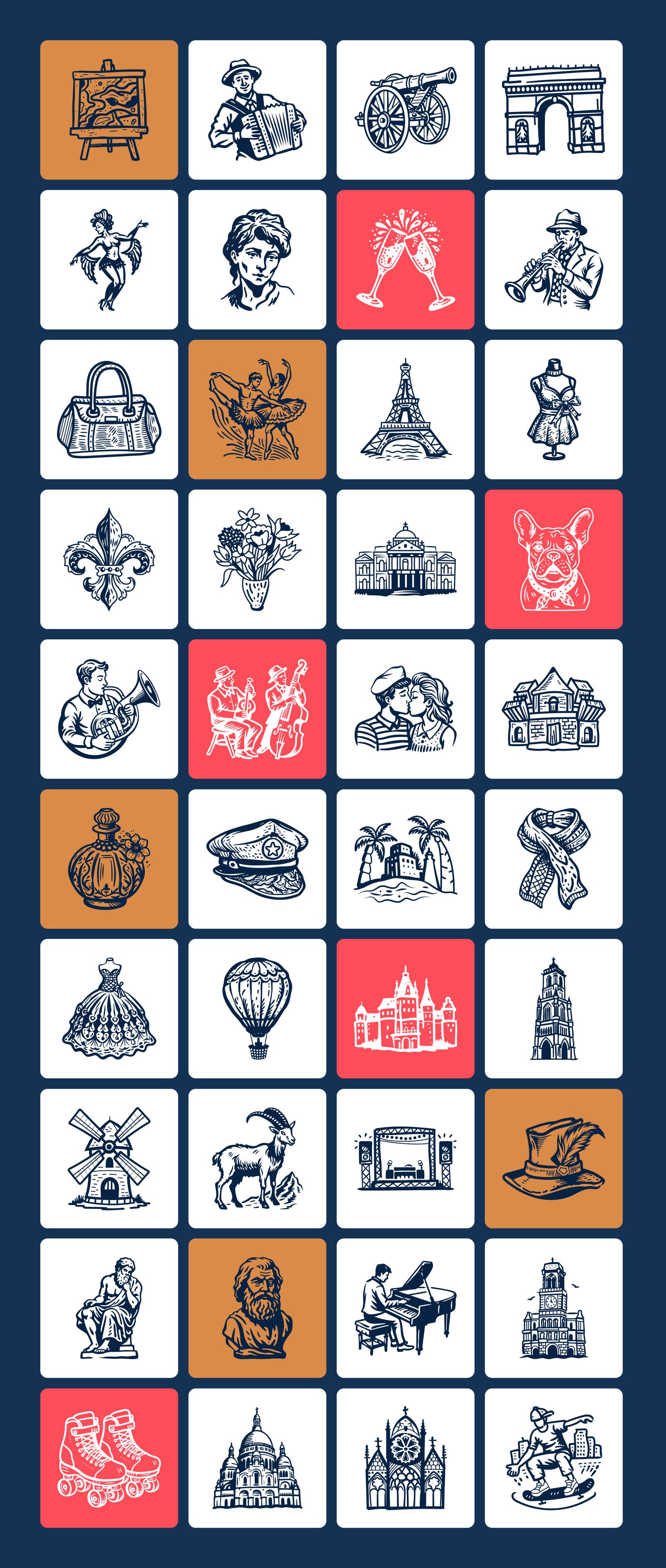 French Doodle Icons Collection