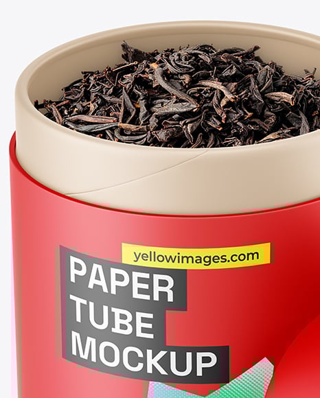 Paper Tube with Tea Mockup