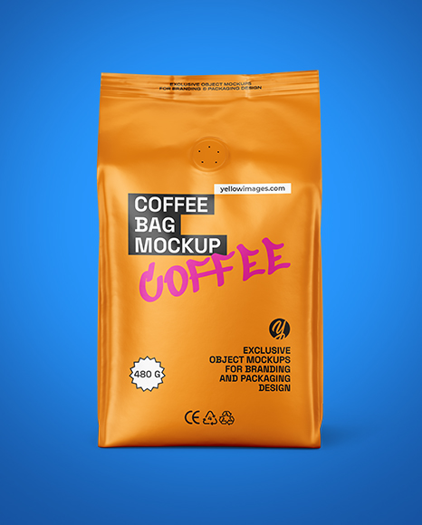 Matte Coffee Bag with Valve Mockup