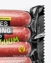 Glossy Plastic Flow-Pack with Sausages Mockup