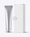 Metallic Cosmetic Tube with Box Mockup