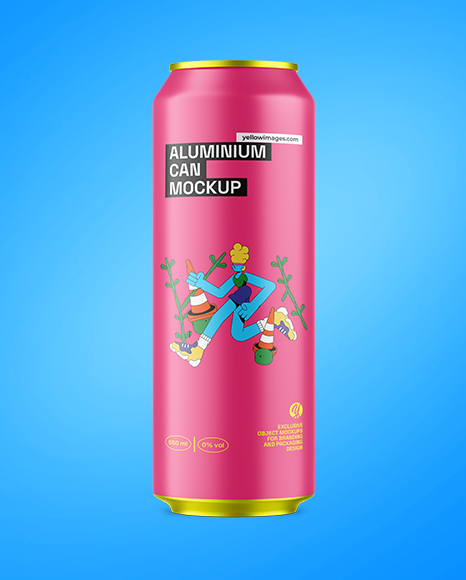 550ml Matte Aluminium Drink Can Mockup