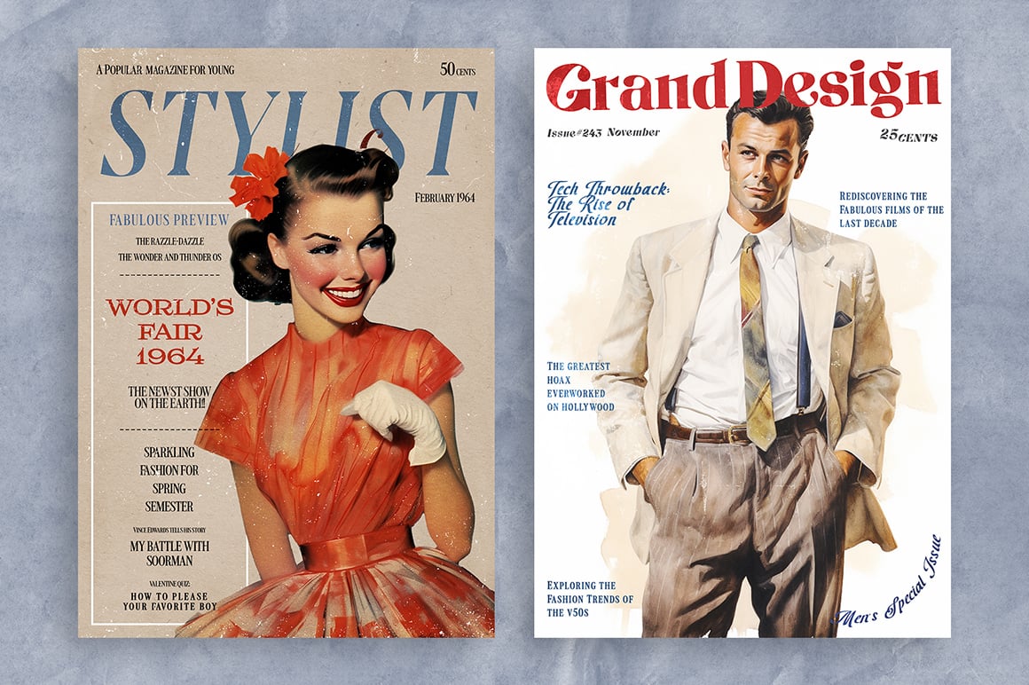 50&#039;s Magazine Cover Templates